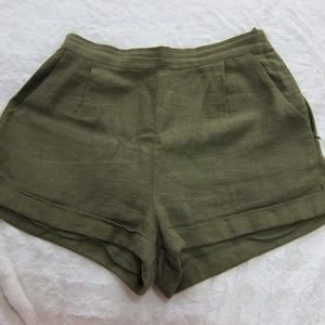 Green Linen Shorts